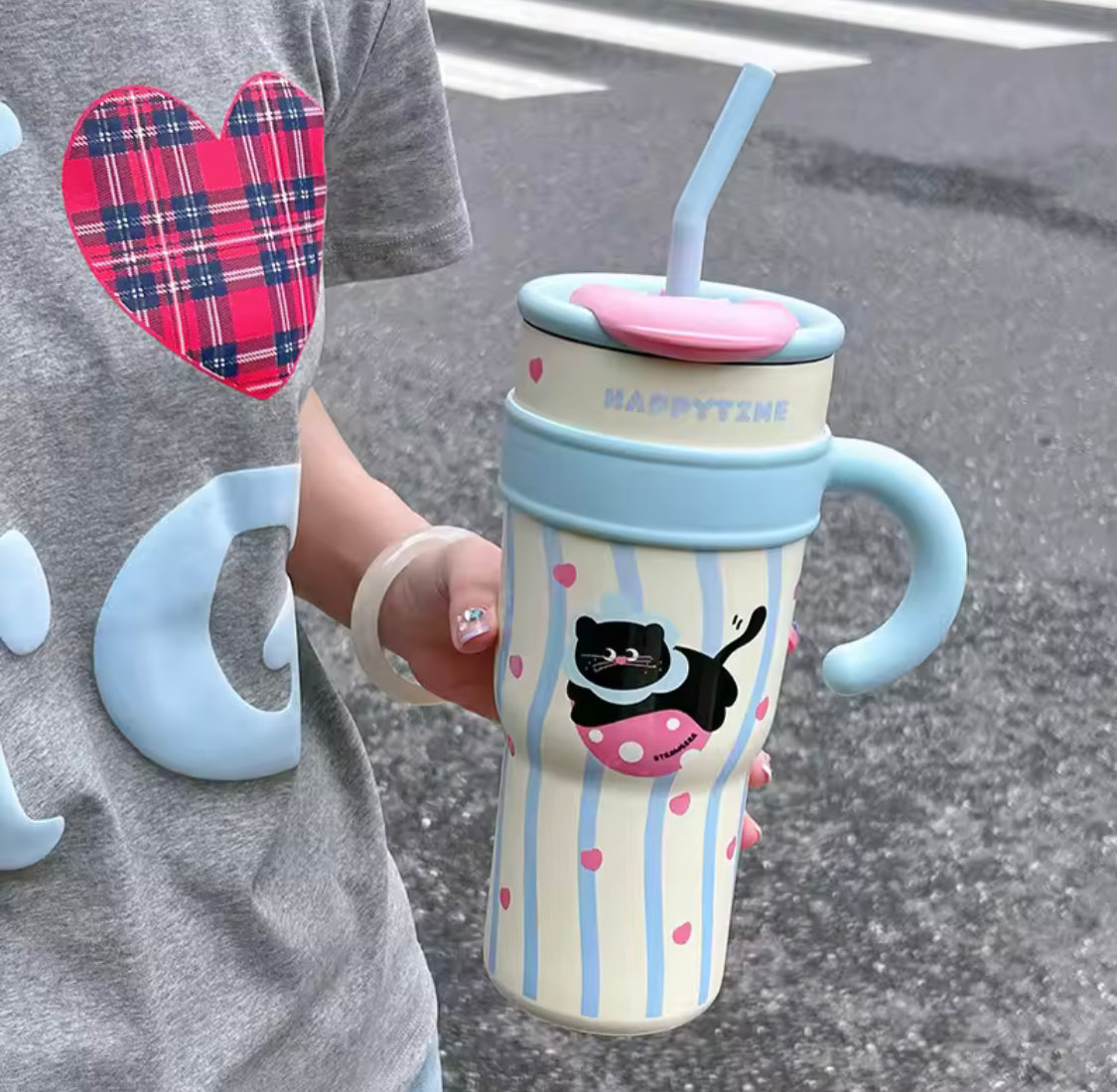 1200ml Cute Stainless Steel Tumbler With Straw, Cute Thermos Water Bottle, Outdoor Coffee Travel Mug 1200ml Cute Stainless Steel Tumbler With Straw, Cute Thermos Water Bottle, Outdoor Coffee Travel Mug